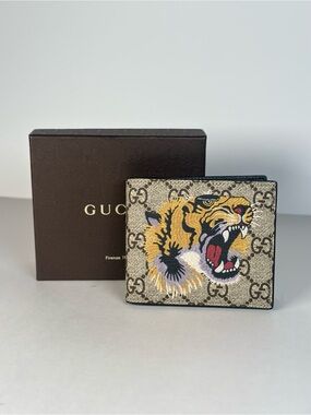 Authentic Gucci Supreme GG Tiger Men’s Bifold Wallet